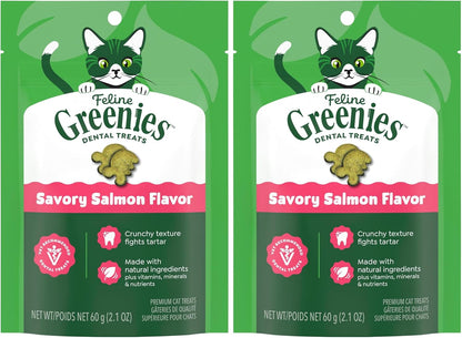 Greenies Feline Natural Crunchy Dental Cat Treats, Salmon Flavor, 21 Oz | #1 Vet-Recommended, Clinically-Proven Oral Care, 36% Less Tartar in 28 Days, Cleans to Gumline, Natural Ingredients18