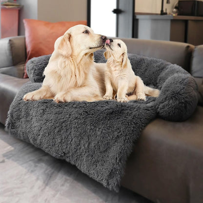 Calming Dogs/Cats Bed Mats, Dog Pad Washable Removable Couch Cover, Plush Long Fur Mat for Pets, Waterproof Lining, Perfect for Small, Medium and Large Dogs and Cats (Gradient Gray, 36"X31")17