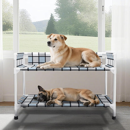 Bedside Dog Bunk Bed with Guardrail, 2 Layers Window Perch Sleeper Dogs Cot | 2-Tier Bedside Sleeper with 3-Fence, Double Elevated Human Dog Bed for Multi-Pet Households, Medium1