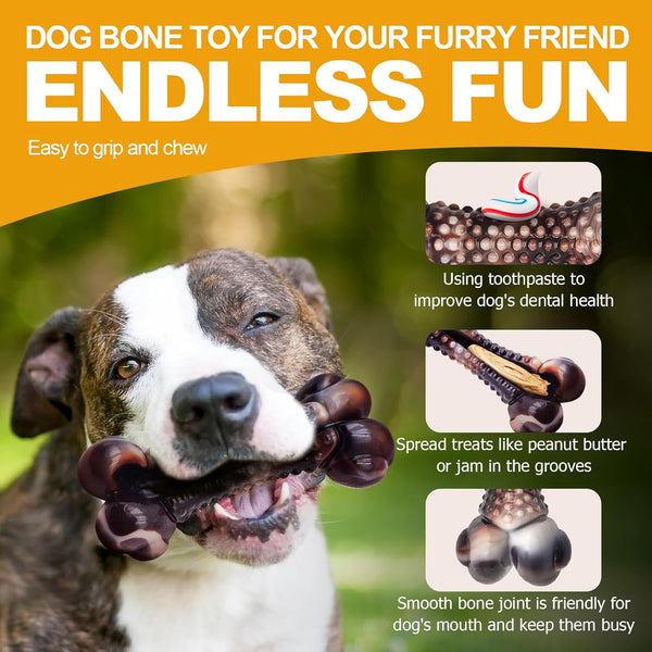 Dog Chew Toys for Aggressive Chewers, 2Pack Indestructible Dogs Bone Toy for Large Small Medium Breeds, Durable Tough Nylon Dog Toys to Keep Them Busy, Puppy Teething Dogs Toy Bone, Beef&Bacon Flavor4