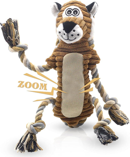 BUYPOW Funny Plush Dog Chew Toys, Squeaky Dog Toys, Interactive Tug of War Puppy Toys, Stuffed Dog Toys for Small, Medium and Large Dogs - Monkey13