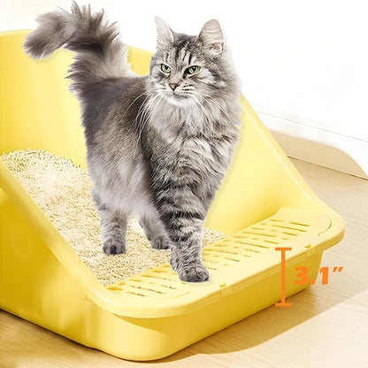 Spacetime Large Cat Litter Box with High Sides,Cat Boxes for Indoor Cats,Cat Litter Pan for Kitty,Litter Box with Low Entry,Easy to Clean,Anti-Splashing(Grey)4