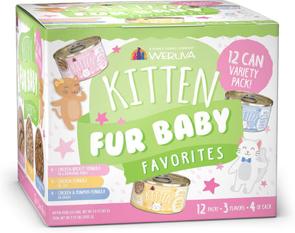 Weruva Kitten, Fur Baby Favorites Variety Pack, 3Oz Can (Pack of 12)1