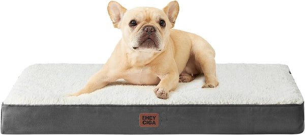 EHEYCIGA Orthopedic Dog Bed Large with Removable Washable Cover,Grey,41X27 | Egg Crate Foam Support,Durable Oxford Fabric,Non-Slip Bottom,Machine Washable,Soft Waterproof Plush Pet Bed Mat for Crate29
