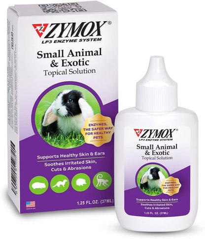 Zymox Small Animal & Exotic Topical Solution, 1.25 Oz. – Supports Healthy Skin & Ears for Dog, Cat, Rabbit, Guinea Pig, Ferret, Hamster, Chinchilla, Monkey1