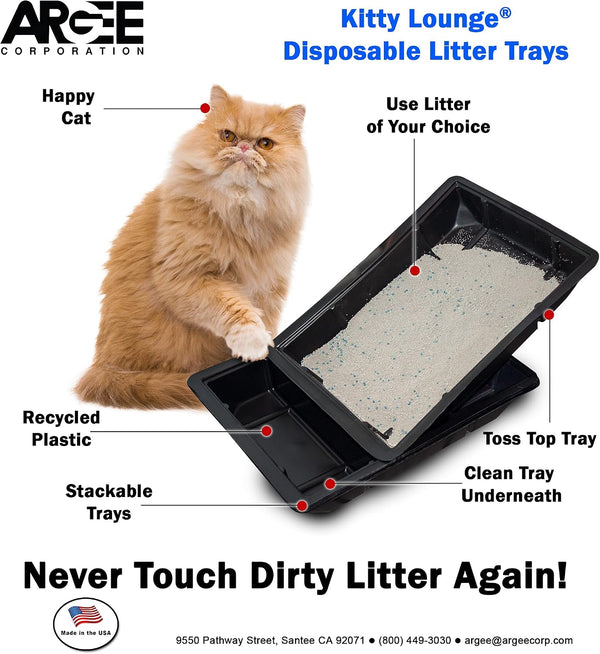Kitty Lounge Disposable Litter Tray, Black, 50-Pack- Argee RG606/50, Black2