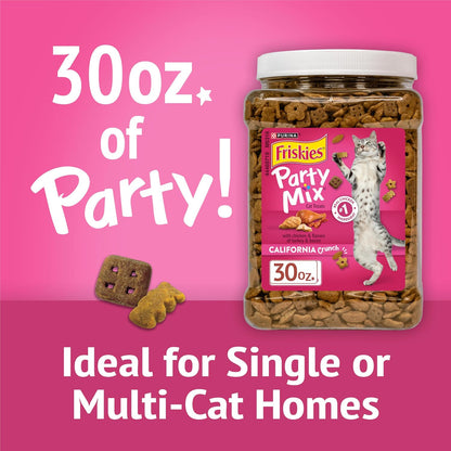 Purina Friskies Party Mix California Crunch with Chicken and Flavors of Turkey and Bacon Cat Treats - 30 Oz Canister3