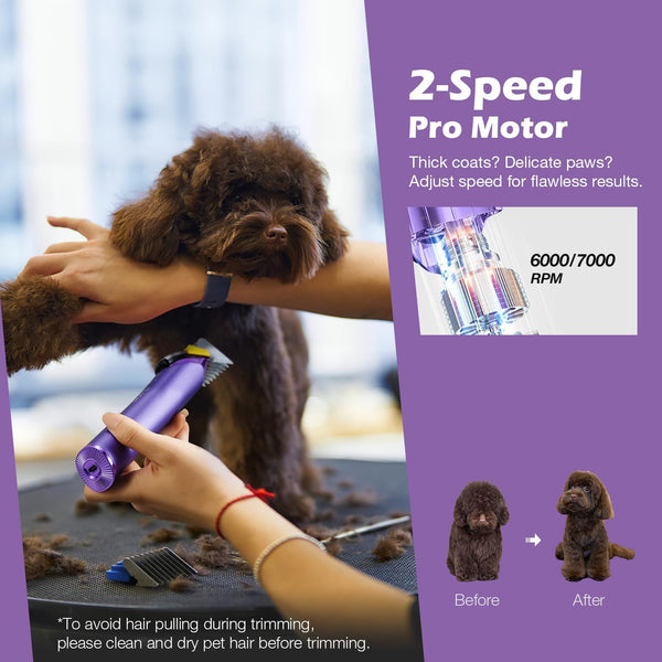 Professional Dog Grooming Clipper with 5-In-1 Replacement Blade | Adjustable Blade Cordless Pet Grooming Kit 2 Speed Trimmer Hair Shaver with Detachable Metal Combs Nova for Animal Horse6