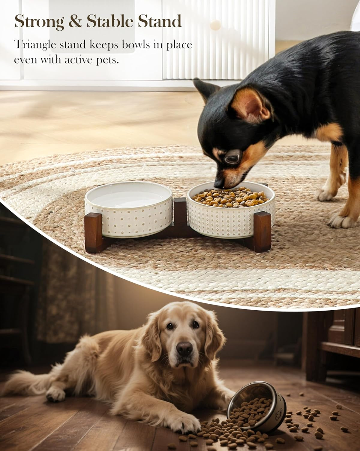 malacasa-dog-bowl-set-ceramic-bowls-with-walnut-wood-stand-1-5-cups-rhombic-and-polka-dot-design-non-slip-base-for-cats-and-dogs-about-26-heavier-than-similar-ceramic-bowls