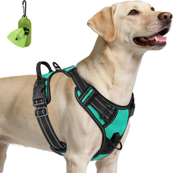 Joytale No Pull Dog Harness Medium Sized Dog, Front Clip, Black | Grab Handle for Instant Control, Padded & Adjustable Vest, Sturdy Metal D-Rings, for Safe Training & Daily Walking24