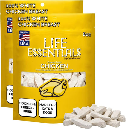 Life Essentials by Cat-Man-Doo | Chicken - 5Oz. Bag | Freeze Dried Chicken Cat & Dog Treats | Healthy, Single Ingredient, Training Treats, High Protein8