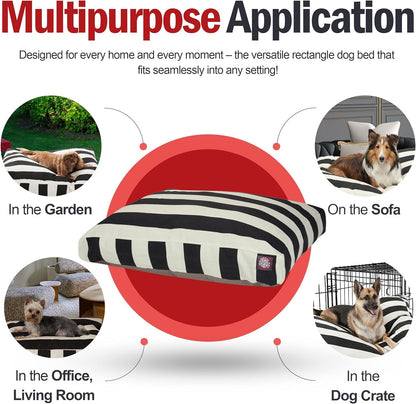 Majestic Pet Stripes Rectangle Medium Dog Bed Washable – Non Slip Comfy Pet Bed – Dog Crate Bed with Removable Washable Cover – Dog Kennel Bed for Sleeping, Polyester Fiber, Medium, Black3