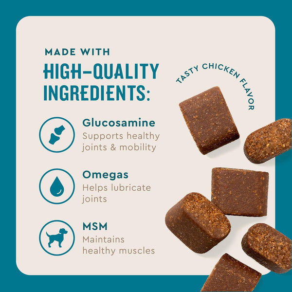 Vetiq Advanced Hip & Joint Chews, 60 Ct Chicken Flavor, Glucosamine for Dogs, Hip and Joint Supplement with Omega 3, Chondroitin, MSM, Green Lipped Mussel, Increases Mobility, Maintains Muscles | Increases Mobility & Maintains Muscle; Glucosamine, Chondroitin, MSM & Omega-3; Green Lipped Mussel; Chicken Flavor3