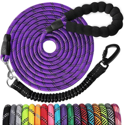 Long Dog Leash 15 FT: Heavy Duty Rope Leashes for Dogs Training with Swivel Lockable Hook Reflective Threads Bungee and Padded Handle - Dog Lead for Large Small Medium Dogs outside Walking Hiking13