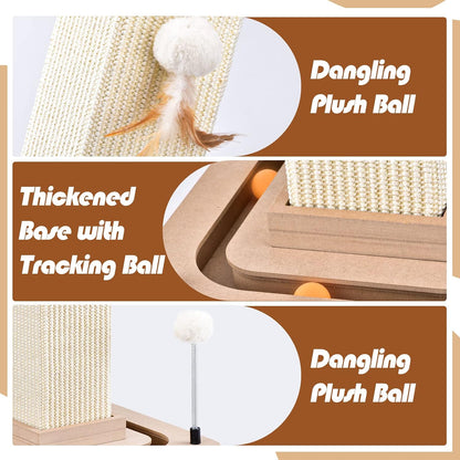 LIFLIX 27" Cat Scratching Post, Sisal Cat Scratcher with Interactive Track Balls and Hanging Balls, Vertical Scratching Posts for Indoor Cats and Kittens3