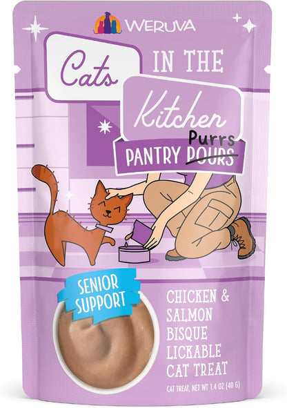 Weruva Cats in the Kitchen Pantry Pours, Salmon Bisque with Senior Support, 1.4Oz Pouch, Pack of 1212