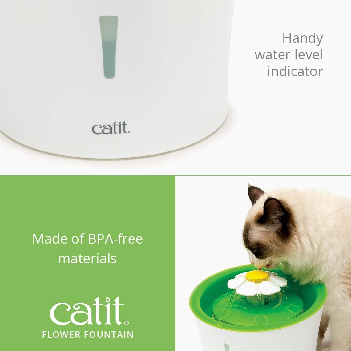 catit-flower-fountain-with-triple-action-filter-cat-drinking-water-fountain-3-l-green-cat-drinking-water-fountain