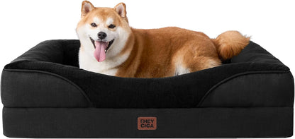 EHEYCIGA Orthopedic XL Dog Bed for Large Sized Dog, 42X30 Inch Extra Large Memory Foam Dog Couch Bed with Sides, Waterproof Liner & Washable Removable Cover, Bolster Pet Sofa, Grey62