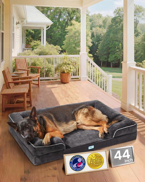 Ohgeni Orthopedic Extra Large Dog Bed Couch, Memory Foam, 44-Inch (Gray) | Waterproof Pet Bed with Machine-Washable Removable Cover & Soft Comfortable Fabric13