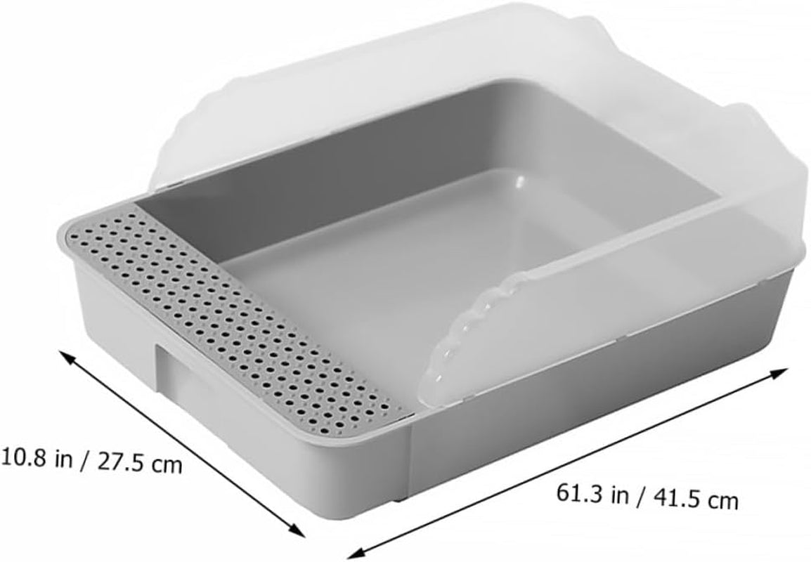 supvox-cat-litter-pan-toilet-semi-enclosed-anti-splash-resistant-plastic-litter-box-with-removable-cover-small-gray-for-kitten-housebreaking-and-indoor-use