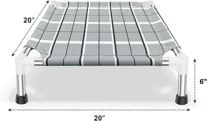 Elevated Dog Bed, Raised Cooling Lifted Dog Cot for Indoor & Outdoor | Cooling Breathable outside Portable Dog Hammock Bed for Small Pet ,Non-Slip Feet, Stainless Steel Frame5
