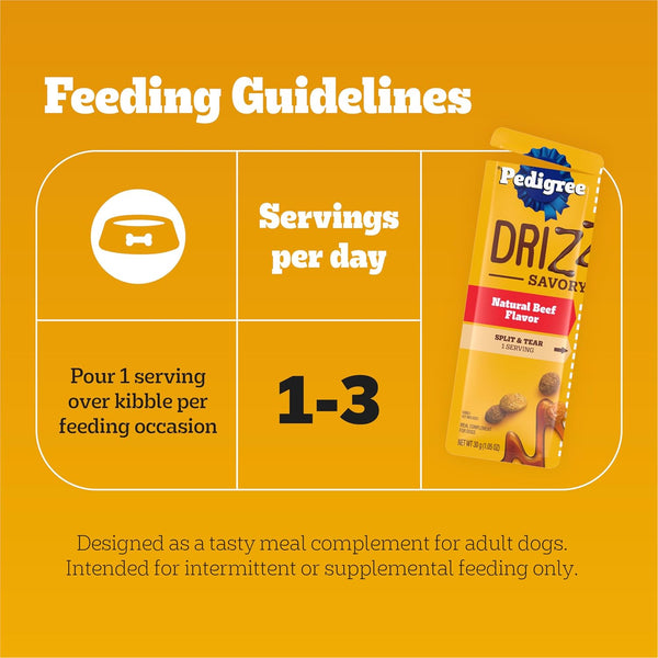 Pedigree Drizzlers Savory Sauce Wet Dog Pouch, Multipack, 16 Count, 2-Pack | Chicken & Beef Flavors, 4 Calories per Serving, 8 Ingredients, Dual-Serving Split Pouch, Maintains Kibble Crunch7