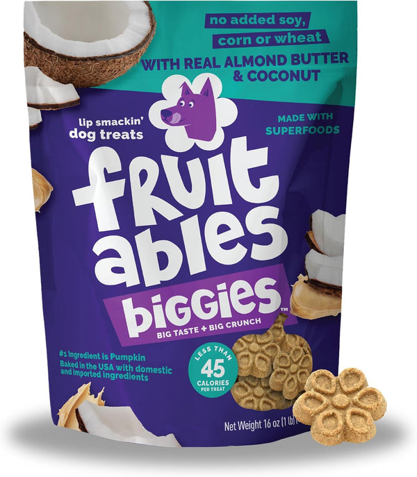 Fruitables Biggies Dog Biscuits, Healthy Treats for Dogs, Doggie Biscuits, Crunchy Pumpkin Treats, Made without Wheat, Corn and Soy, Made in the USA, Pumpkin and Blueberry Flavor, 16Oz15