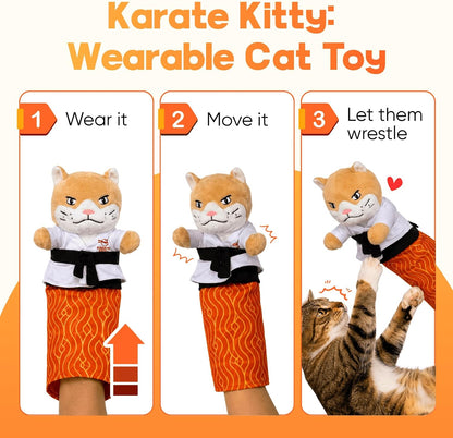 KARATE KITTY Cat Wrestling Glove & Puppet Toy with Arm Sleeve | Interactive Boxing Cat Toy with Arm Sleeve, Puppet-Style Motion, Crinkle Ears and Catnip Pocket for Active Indoor Play3