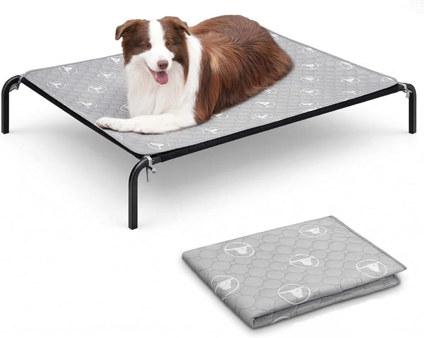 Pjyucien Raised Dog Bed with Pad, 48'' Gray1