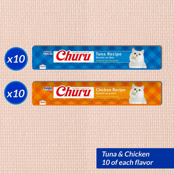 INABA Churu Cat Treats, Lickable, Squeezable Creamy Purée Cat Treat with Vitamin E, 0.5 Ounces Each Tube, 20 Tubes, Tuna & Chicken Variety3