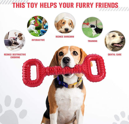 Feeko Dog Toys for Aggressive Chewers Large Breed, 15 Inch Interactive Long Lasting Dogs Toy with Convex Design Natural Rubber Tug-Of-War Toy for Medium Large Tooth Clean(Red)3