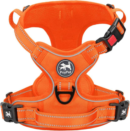 Poypet No Pull Dog Harness, No Choke Front Lead Dog Reflective Harness, Adjustable Soft Padded Pet Vest with Easy Control Handle for Small to Large Dogs(Pink, Medium)24