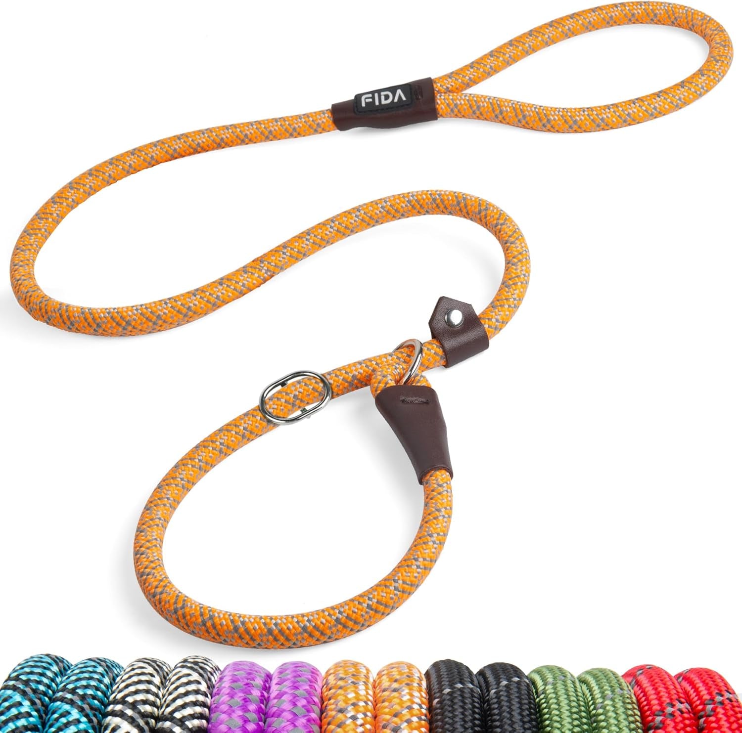 fida-durable-slip-lead-dog-leash-6-ft-x-1-2-heavy-duty-dog-loop-leashes-comfortable-strong-rope-slip-leash-for-large-medium-dogs-no-pull-pet-training-lead-with-highly-reflective1-2-black