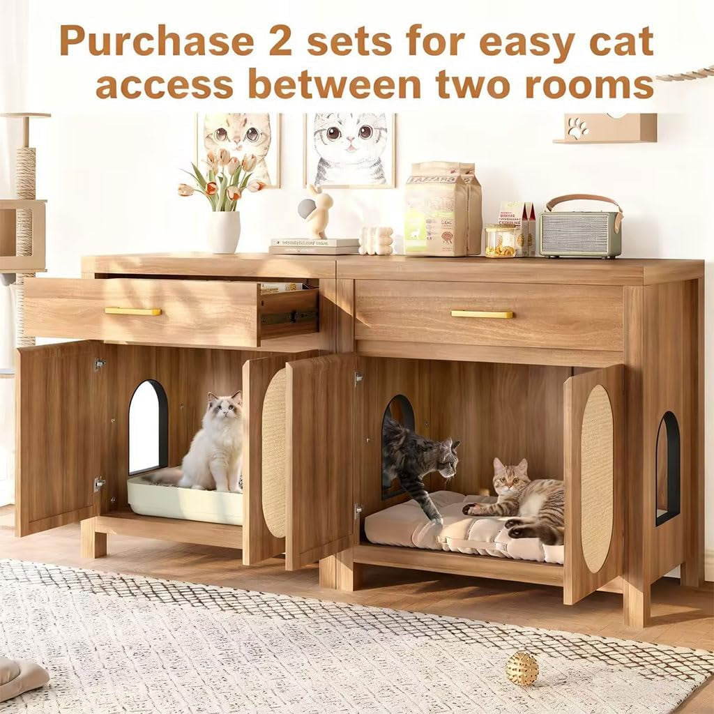 cat-litter-box-enclosure-furniture-hidden-litter-box-cabinet-cat-house-side-table-with-drawer-sisal-scratch-pads-wooden-pet-furniture-for-living-room-bedroom-brown