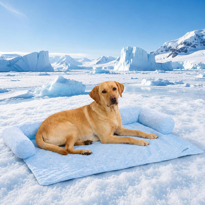 Spark Paws Cooling Couch Cover Dog Bed, Furniture Protector Mat, Non-Toxic Washable Pet Cooling Pad for Large & Small Dog - Hearts Blue - Size M11