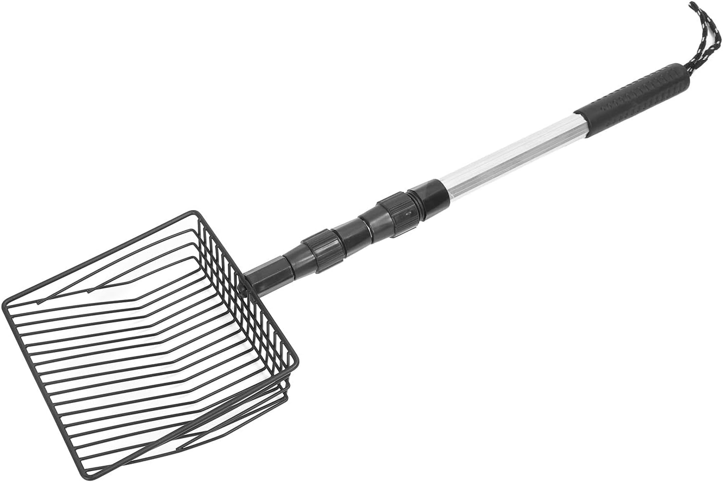 qiilu-metal-poop-scoop-extendable-cat-litter-scoop-lightweight-versatile-fine-screen-long-handle-pooper-scooper-cat-poop-sifter-pet-supplies-cats-litter-housebreaking-scoops-model-b-3-section