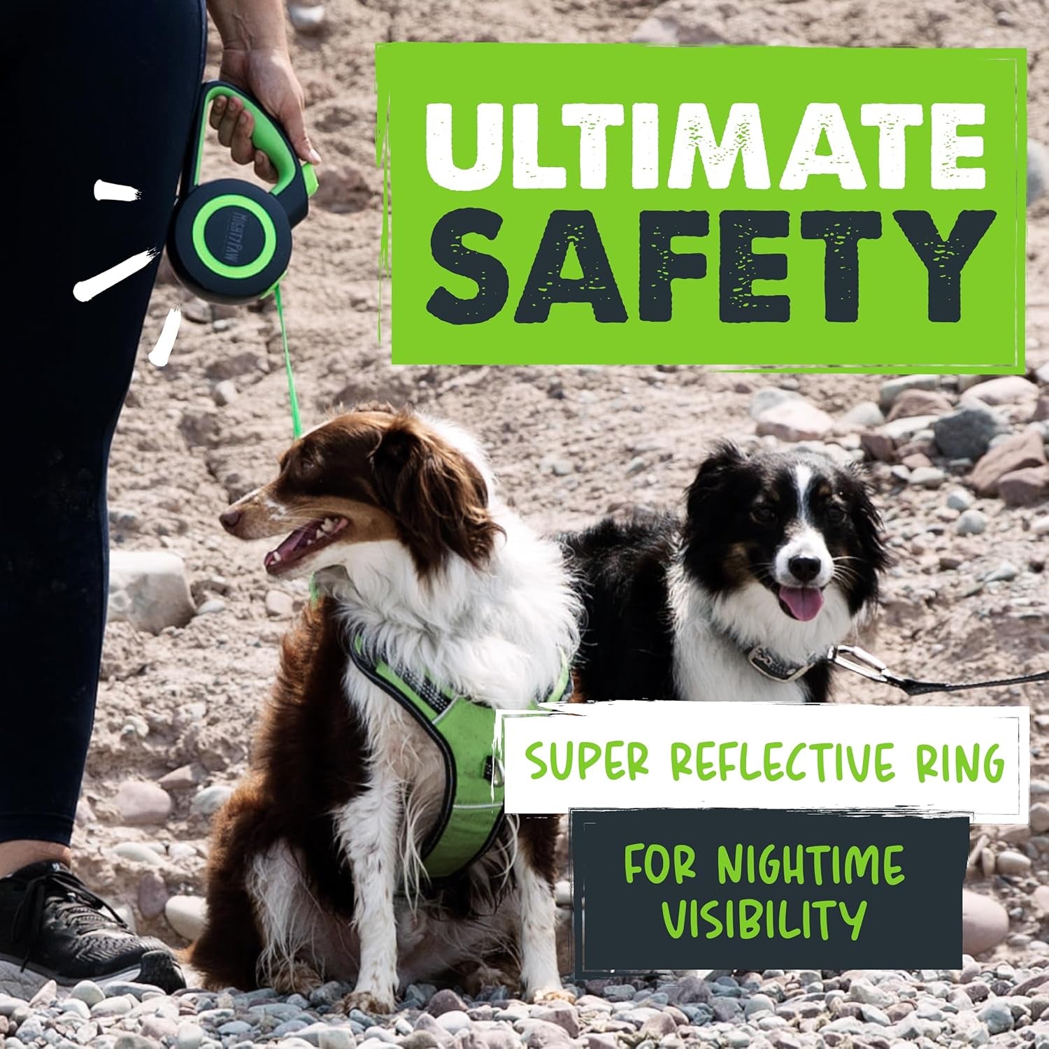 mighty-paw-retractable-dog-leash-2-0-16-ft-for-medium-dogs-heavy-duty-reflective-nylon-tape-tangle-free-swivel-clip-one-touch-quick-lock-brake-reflective-ring-anti-slip-handle