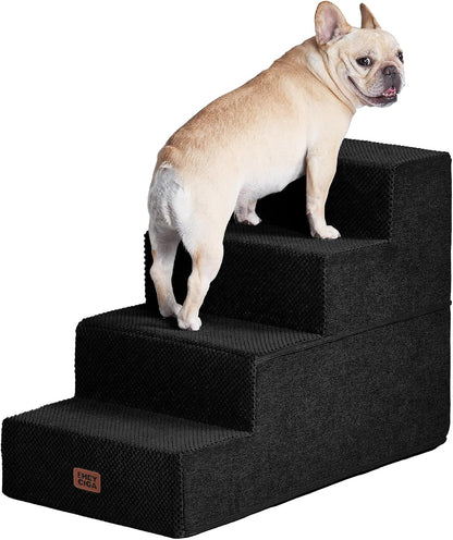 EHEYCIGA Dog Stairs for Bed 18" H, Dog 4-Steps for High Bed, Olive Green | Pet Steps for Small Dogs and Cats, Non-Slip Balanced Pet Ramp Indoor18