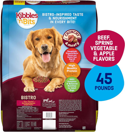 Kibbles 'N Bits Bistro Dry Dog Food, Oven Roasted Beef Flavor, 45 Lb. Bag | Complete & Balanced Nutrition Formulated for Adult Dogs of All Breeds & Sizes Crafted with Spring Vegetable & Apple Flavors2