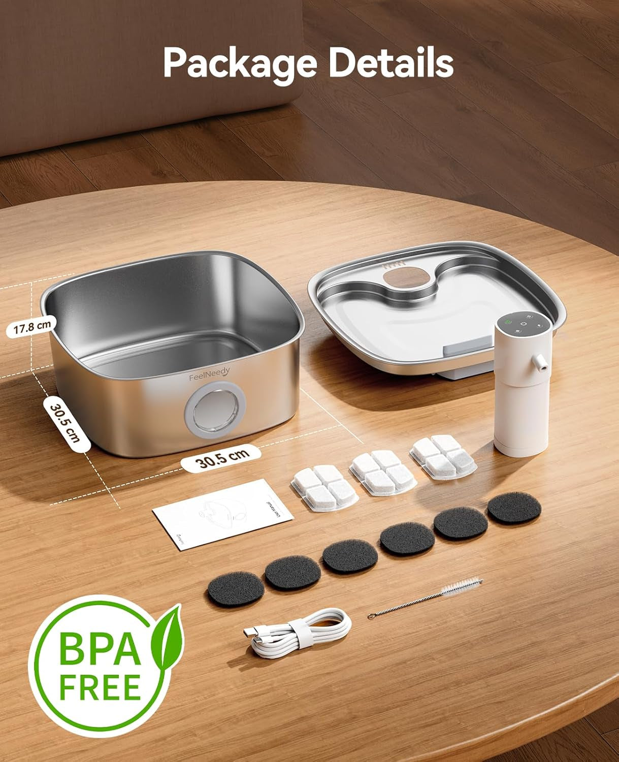 cordless-wider-tray-dog-water-fountain-5000mah-battery-operated-dog-water-bowl-dispenser-with-3-motion-sensor-feelneedy-stainless-steel-pet-water-fountain-for-multi-pets-easy-setup-clean-8l