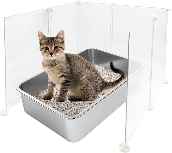 KEYIDE High Wall Cat Litter Box Splash Guard, DIY Cat Litter Pan Siding Kitten Litter Tray Pee Shield Dog Scatter Barrier, 24L X 19W X 16H Keep Floor Clean1