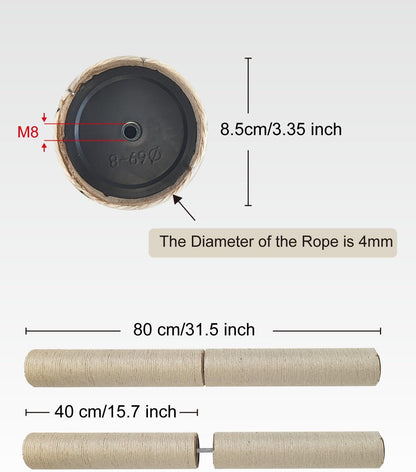 TIMHAKA Cat Scratching Post Replacement, 4 PCS 15.7 Inch Sisal Pole Cat Tree Replacement Posts, Refill Sisal Rope Scratcher Posts for Indoor Tree Tower, Scratch Post Replacement for Refurbishment3