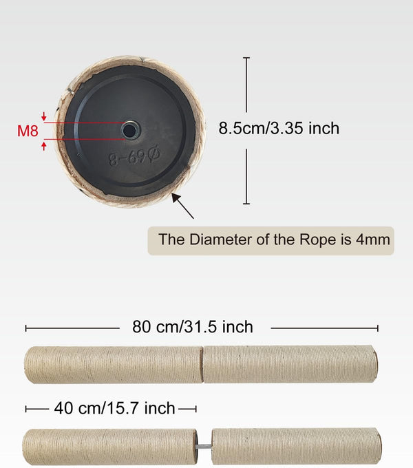 TIMHAKA Cat Scratching Post Replacement, 4 PCS 15.7 Inch Sisal Pole Cat Tree Replacement Posts, Refill Sisal Rope Scratcher Posts for Indoor Tree Tower, Scratch Post Replacement for Refurbishment3