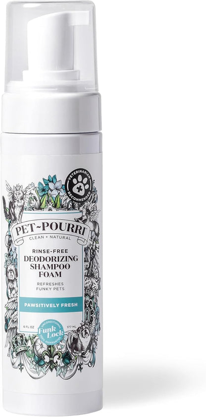 Poo-Pourri Rinse-Free Deodorizing Dry Shampoo for Dogs & Cats – Moisturizing Skin & Coat Soothing Formula - Plant Based Ingredients – Pineapple, Jasmine & Pear – No Rinse Foam Shampoo for Pet Odor1