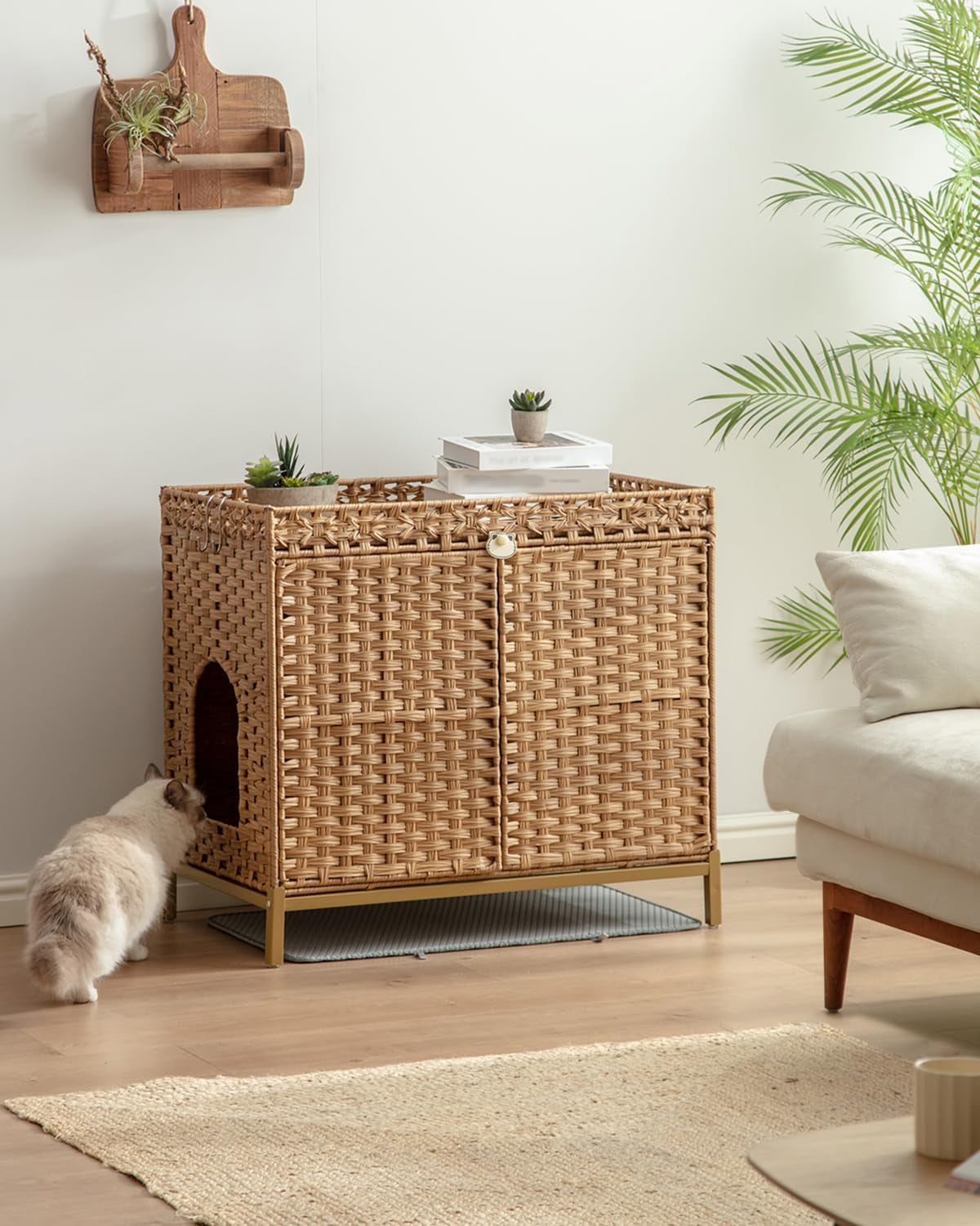 setvson-cat-litter-box-enclosure-furniture-rattan-pe-kitty-house-natural-handwoven-pe-rattan-with-2-soft-mats-heightened-metal-feet-2-s-hooks-30-3-x-18-3-x-28-in-spacious-interior-kitty-cabinet
