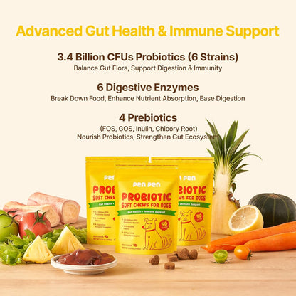 PENPEN Probiotics for Dogs, Dogs Probiotics for Digestive Health, Multi-Probiotic and Enzyme Blend Promote Gut Health & Immune Support, Eases Sensitive Stomachs (Beef Chews, 50Ct)5