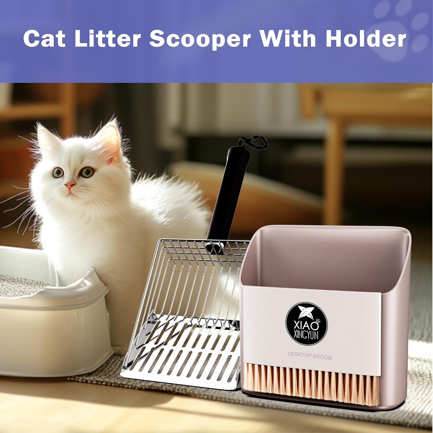 cat-litter-scooper-with-holder-metal-litter-scoop-includes-portable-small-broom-and-dustpan-set-heavy-duty-stainless-steel-litter-scoop-with-coarse-and-fine-grid-quick-sift-and-easy-clean