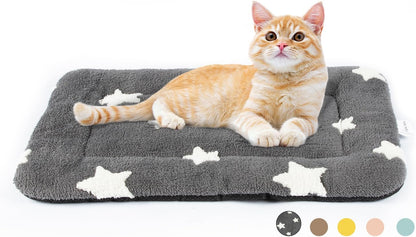 Mora Pets Cat Bed for Indoor Cats Washable Dog Crate Pad Cute Star Dog Bed Mat for Small Dogs Pet Kennel Pad for Cage Soft Flat Puppy Kitten Cushion Sleeping Anti-Slip Grey 22 X 131