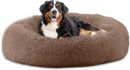 Bunlitent 39 Inch Calming Dog Bed, Donut Dog Bed for Large Sized Dog, Grey | Plush Anti-Anxiety, Donut Shape, Warming Cozy, round Cuddler Nest, Soft Cute,Marshmallow Cuddler Nest Pet Bed15