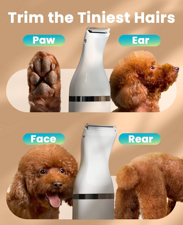 Oneisall Dog Paw Trimmer, Small Dog Clippers with Double Blades | Low Noise, Gentle Skin-Friendly Design, Cordless Precision Pet Hair Trimmer for Grooming, for Paws, Eyes, Ears, Face, Rump2